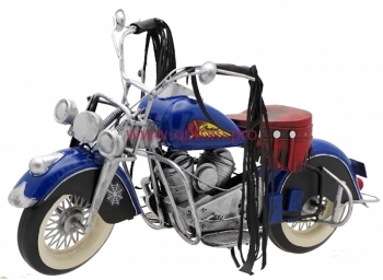 Модель мотоцикла indian chief 1948 года, синий, длина 40 см.