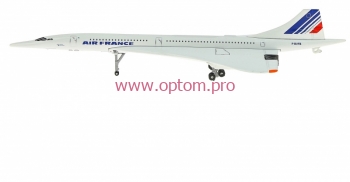 Модель металлического самолета Конкорд Air France Франция. Масштаб 1:400. Длина 16 см.