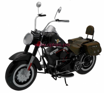 Модель мотоцикл HARLEY-DAVIDSON классика ретро, черный, металл, длина 40 см.